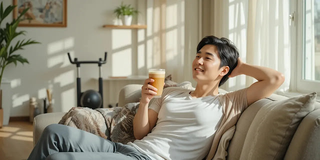 운동 후 건강 스무디 타임 모습