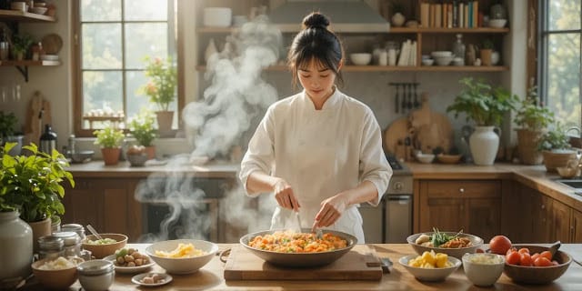 근력운동 식단을 준비하며 루틴 효과를 높이는 모습