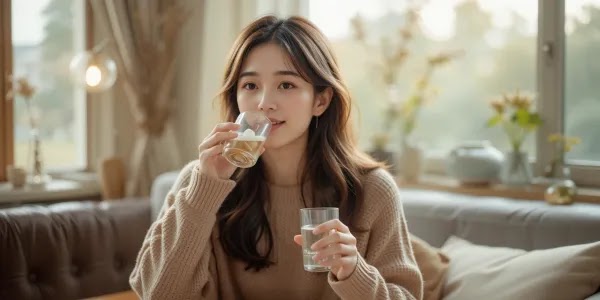면역력 높이는 영양제 기록하는 모습