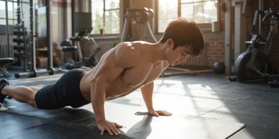 팔굽혀펴기 자세 시범을 보이는 남