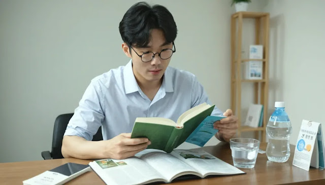 알파리포산 효능 설명하는 책 읽는 남성 모습