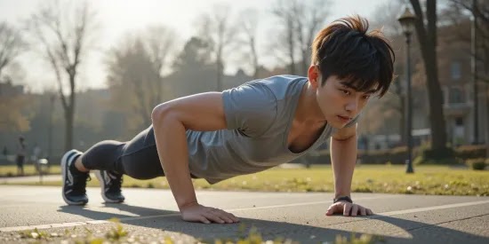 팔굽혀펴기 효과 위해 운동 중인 남자 모습