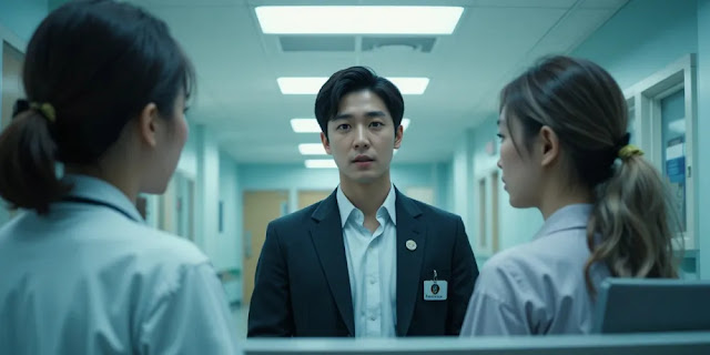 접수처에서 상담 중인 남성의 모습