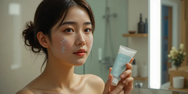 밤에 조용한 욕실에서 천연 치약을 사용하는 사람의 모습