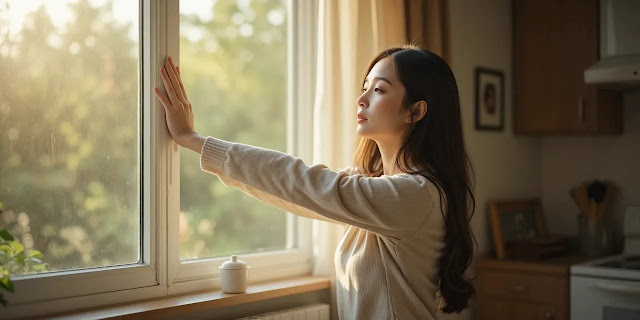 가벼운 스트레칭으로 하루 피로를 점검하는 모습