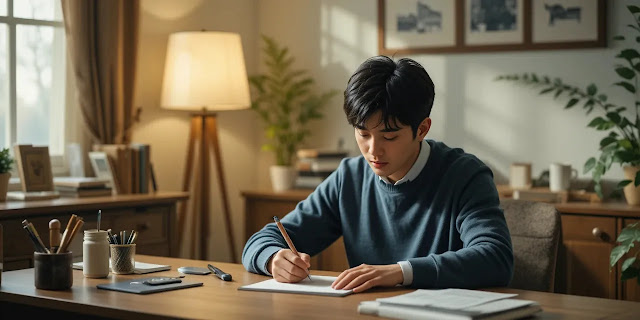 스케일링 후 회복 루틴을 기록하며 점검하는 모습