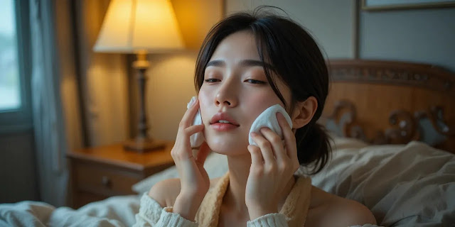 임플란트 붓기 완화를 위한 온찜질을 적용하는 모습