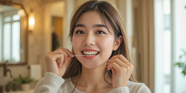 치실 사용법을 보여주는 모습