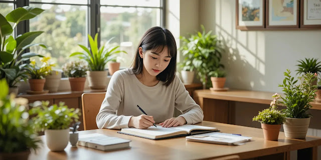 식단 일지를 작성하는 모습