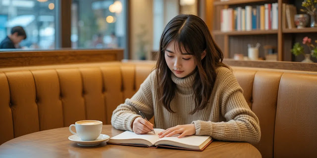 건강 목표를 기록 중인 사람의 모습