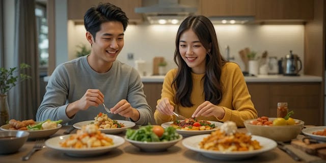 아연 풍부한 식단을 준비하는 부부의 모습