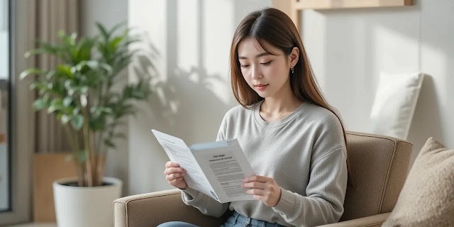 마운자로 주사 효과 안내문을 읽는 모습