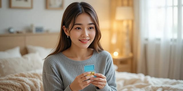 알약 케이스에 NMN과 스페르미딘을 정리하는 모습
