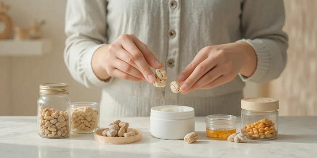 하루 섭취량을 준비하는 모습 하루 복용량을 정리하며 준비하는 모습
