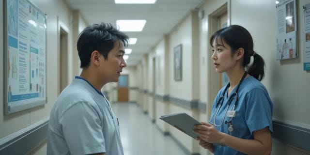 검사 전 주의사항을 듣고 있는 남성 모습