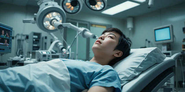 일반 위내시경 검사를 진행하며 검사 과정에 집중하는 모습
