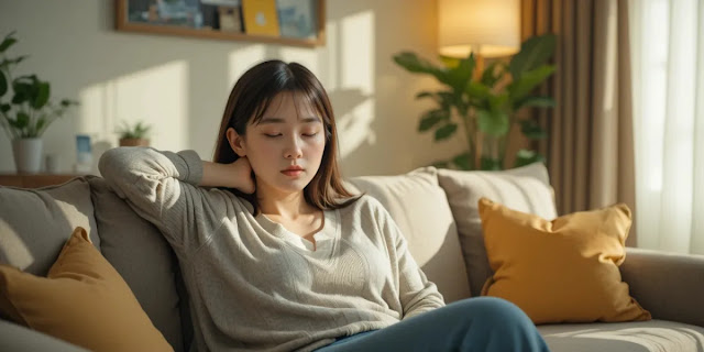 인슐린 저항성 증상 중 하나인 식후 무기력증을 경험하는 모습