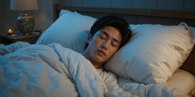 아늑한 침실에서 깊은 잠에 들어 휴식하는 모습