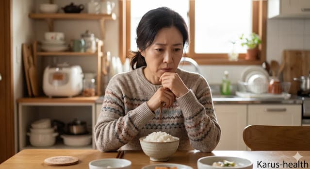 혈당 스파이크 예방을 위해 식사 메뉴를 살피는 모습 인슐린 저항성 증상으로 식단을 고민하는 모습