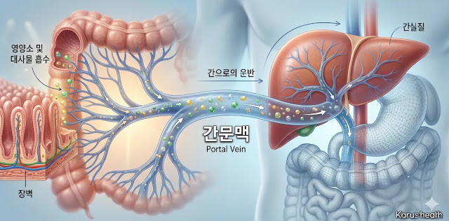 간 문맥 혈류 독소 이동 경로를 차단하려 장벽을 보수하는 모습