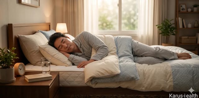 간 해독 능력 강화를 위해 충분한 휴식과 수면을 유지하는 모습 간 수치 개선 생활 습관 실천을 위해 숙면을 취하는 모습