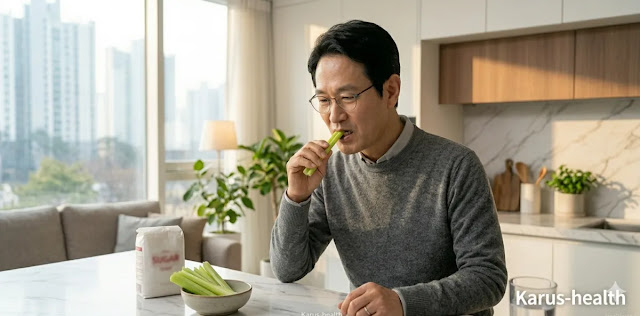 안전하게 간수치 낮추는 음식과 식단 요령을 직접 실천하며 시식하는 모습