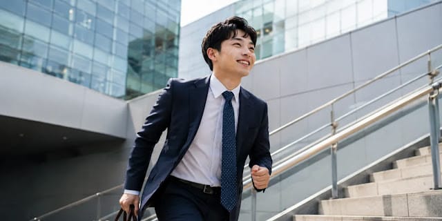 활력을 위해 매일 걷기를 실천하며 기초대사량 증가 간 건강 흐름을 확인하는 모습 일상 속에서 엘리베이터 대신 계단을 오르며 기초대사량 증가 간 건강 챙기는 모습