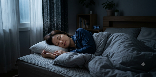 신체 세포의 완벽한 재생 공사를 위해 조용히 깊은 수면 단계 속으로 빠져든 모습