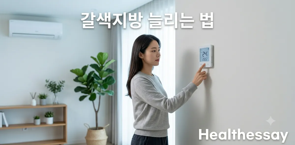 갈색지방 늘리는 법 실천을 위해 실내 적정 온도를 약간 서늘하게 조절하는 모습