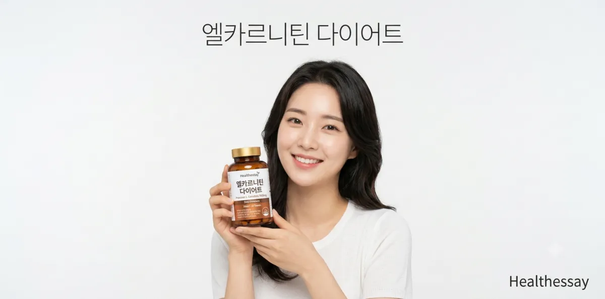 엘카르니틴 다이어트 효과를 확실히 높이기 위해 영양제를 들고 있는 모습