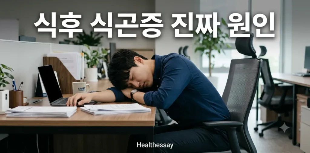 오후 업무 중 식후 식곤증 원인 때문에 사무실 책상에 엎드려서 잠든 모습