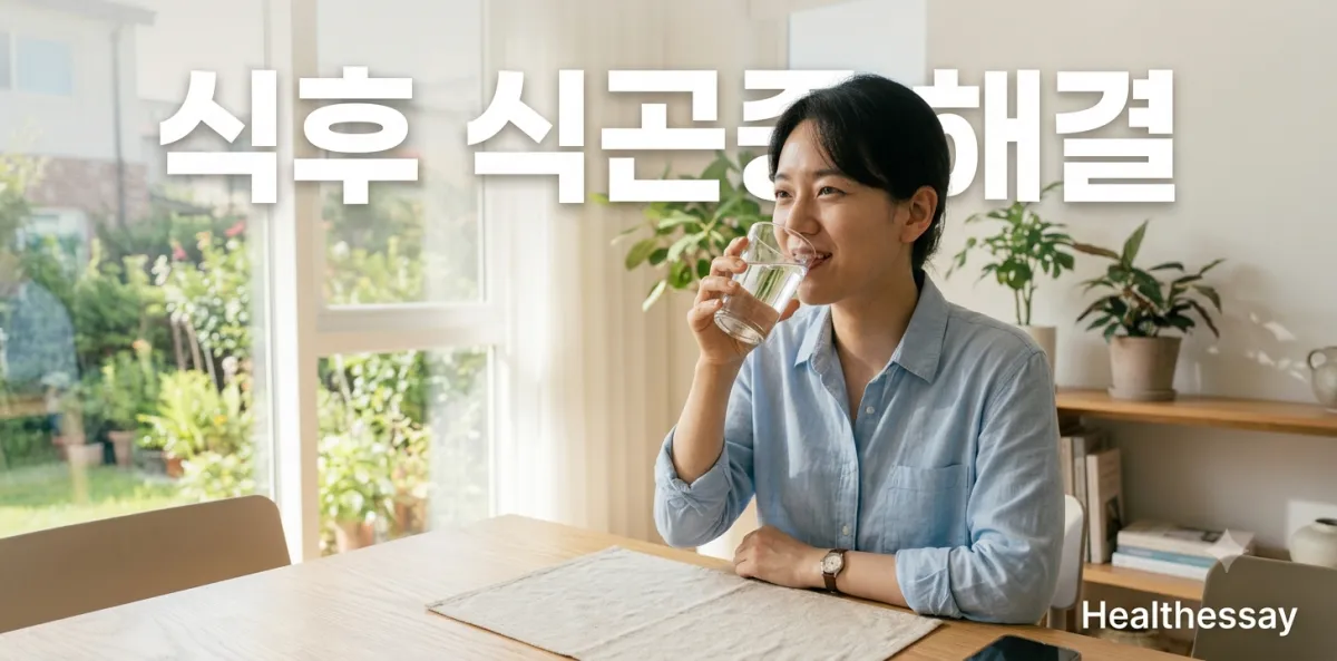 식전 애사비 효과 활용을 위해 투명한 유리잔에 담긴 식초 물을 마시는 모습