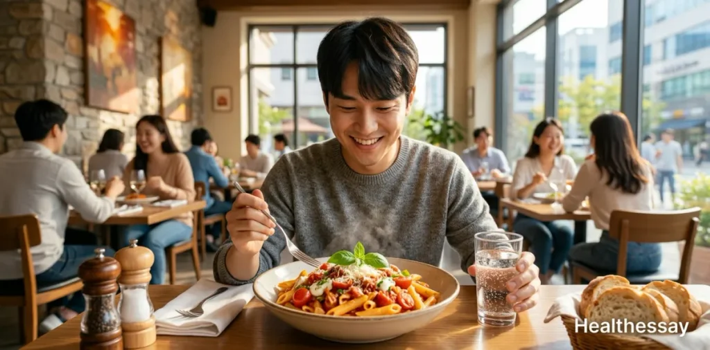 급격하게 치솟는 애사비 혈당 스파이크 방어를 위해 식사 순서를 준비하는 모습